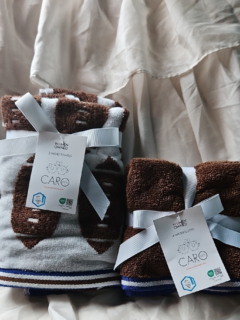 Brown & White Football Towels